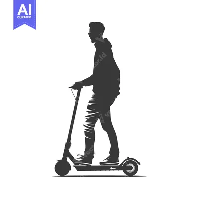 Premium design asset: Silhouette of a Person Riding an Electric Scooter