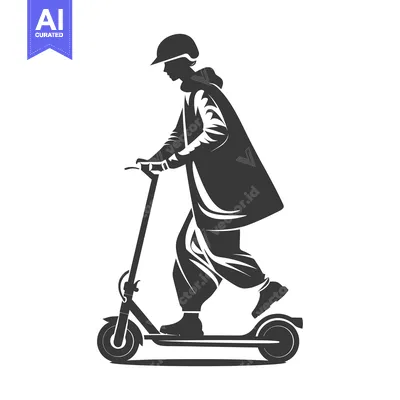 Popular premium asset: Silhouette of a Person Riding an Electric Scooter