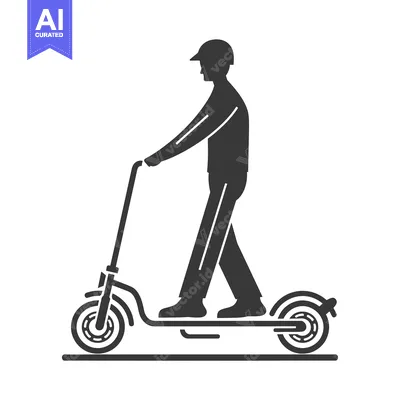 Aset premium populer: Silhouette of a person riding an electric scooter
