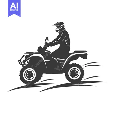 Silhouette of a Person Riding a Quad Bike on a Dirt Track