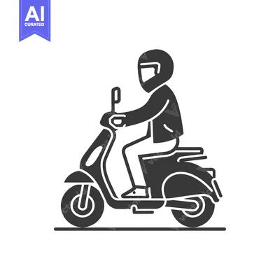 Aset desain premium: Silhouette of a Person Riding a Scooter