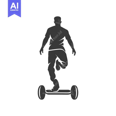Premium design asset: Silhouette of a Person Riding a Self-Balancing Electric Scooter