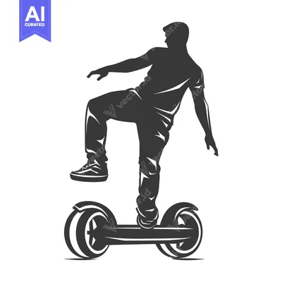 Premium design asset: Silhouette of a Person Riding a Self-Balancing Electric Scooter