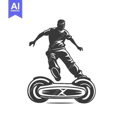 Premium design asset: Silhouette of a Person Riding a Self-Balancing Scooter