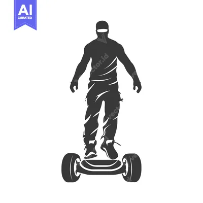 Aset desain premium: Silhouette of a Person Riding a Self-Balancing Scooter