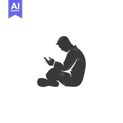 Premium design asset: Silhouette of a Person Sitting and Looking at a Phone