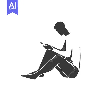 Aset premium populer: Silhouette of a person sitting and using a phone
