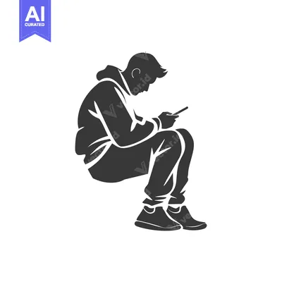 Aset premium populer: Silhouette of a Person Sitting and Using a Smartphone