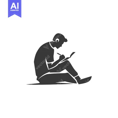 Premium design asset: Silhouette of a person sitting and writing