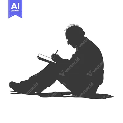 Aset premium populer: Silhouette of a Person Sitting and Writing