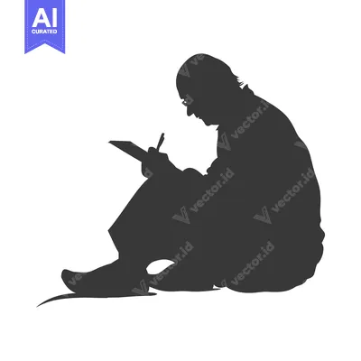 Aset premium populer: Silhouette of a Person Sitting and Writing