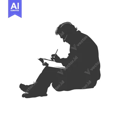 Aset premium populer: Silhouette of a Person Sitting and Writing