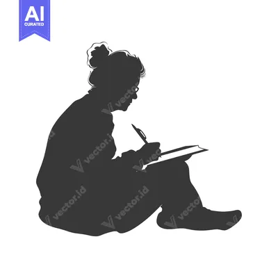 Aset premium populer: Silhouette of a Person Sitting and Writing