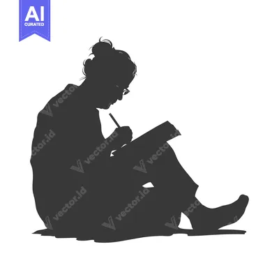 Aset premium populer: Silhouette of a Person Sitting and Writing