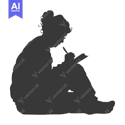 Silhouette of a Person Sitting and Writing