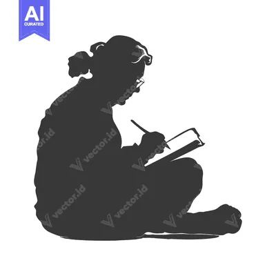 Aset premium populer: Silhouette of a Person Sitting and Writing