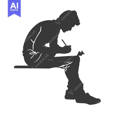 Aset premium populer: Silhouette of a Person Sitting and Writing