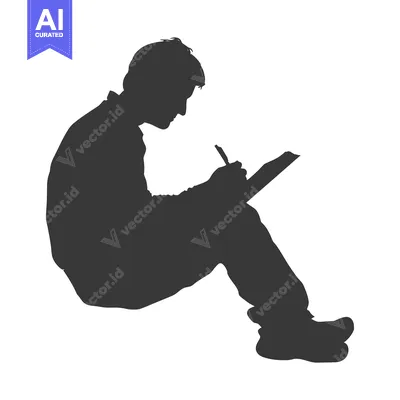 Aset premium populer: Silhouette of a Person Sitting and Writing