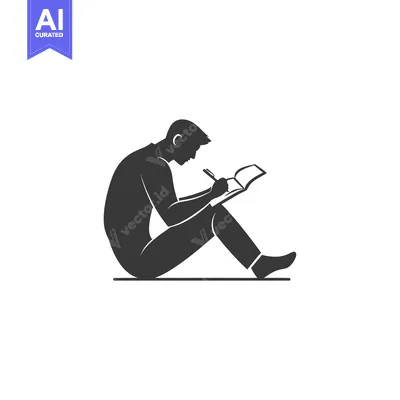 Popular premium asset: Silhouette of a person sitting and writing in a notebook