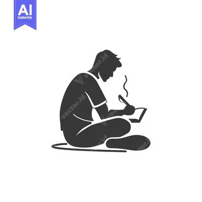 Popular premium asset: Silhouette of a person sitting and writing in a notebook