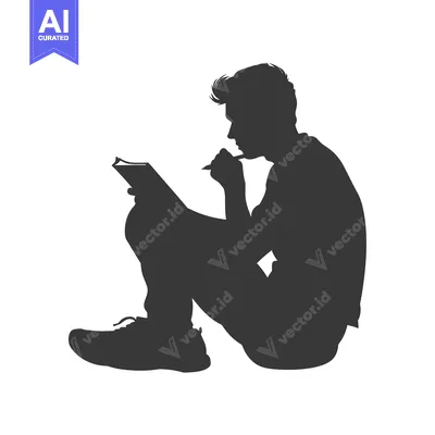 Popular premium asset: Silhouette of a Person Sitting and Writing in a Notebook
