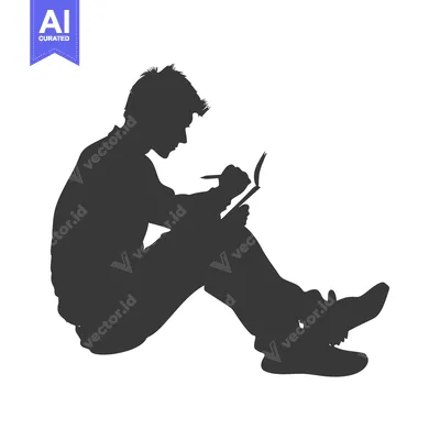 Silhouette of a Person Sitting and Writing in a Notebook