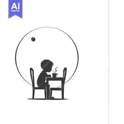 Silhouette of a Person Sitting at a Table with a Cup of Coffee