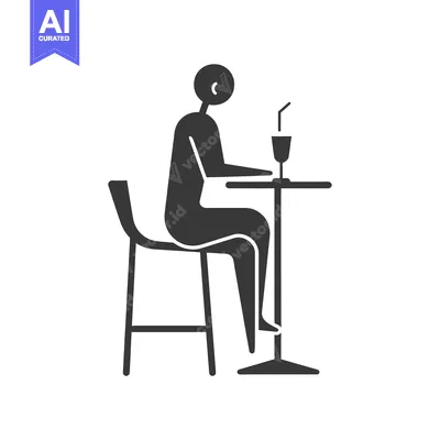 Premium design asset: Silhouette of a person sitting at a table with a drink