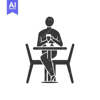 Popular premium asset: Silhouette of a Person Sitting at a Table with a Drink