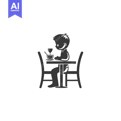 Popular premium asset: Silhouette of a person sitting at a table with a glass and bowl