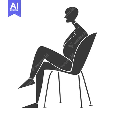 Aset desain premium: Silhouette of a Person Sitting in a Chair