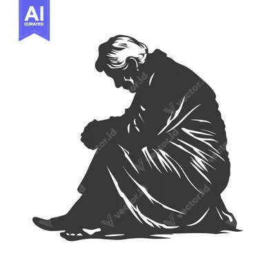 Premium design asset: Silhouette of a Person Sitting in a Pensive Pose