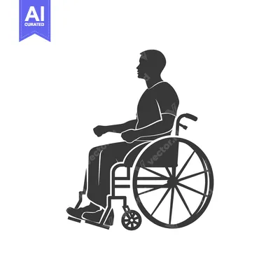Aset desain premium: Silhouette of a Person Sitting in a Wheelchair