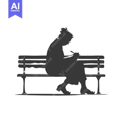 Aset premium populer: Silhouette of a Person Sitting on a Bench and Writing