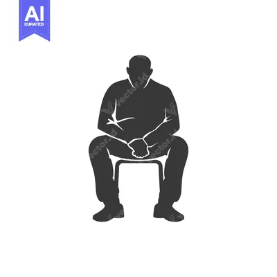 Silhouette of a Person Sitting on a Stool with Hands Clasped