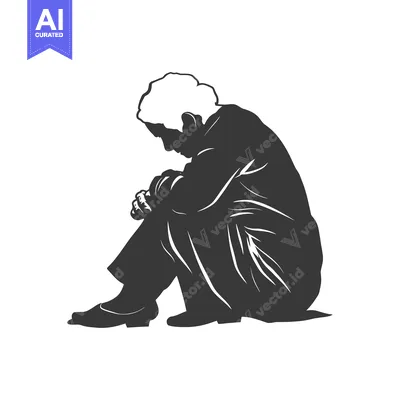 Aset premium populer: Silhouette of a Person Sitting with Head Down