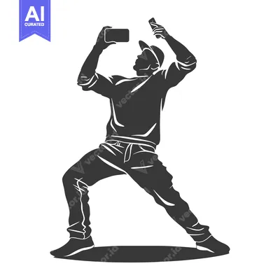 Aset premium populer: Silhouette of a Person Taking a Selfie with a Phone