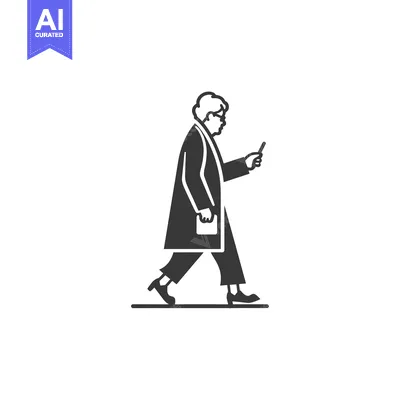 Popular premium asset: Silhouette of a Person Walking and Looking at a Phone