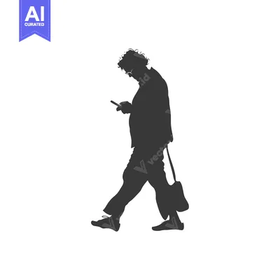 Aset premium populer: Silhouette of a Person Walking and Using a Smartphone