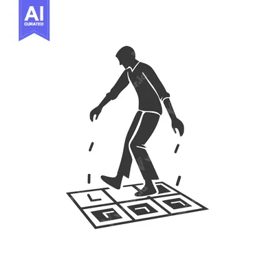 Silhouette of a person walking on a tiled surface with a perspective e