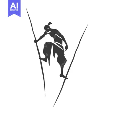 Aset desain premium: Silhouette of a Person Walking on Stilts