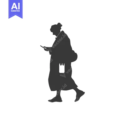Aset premium populer: Silhouette of a Person Walking While Looking at a Phone