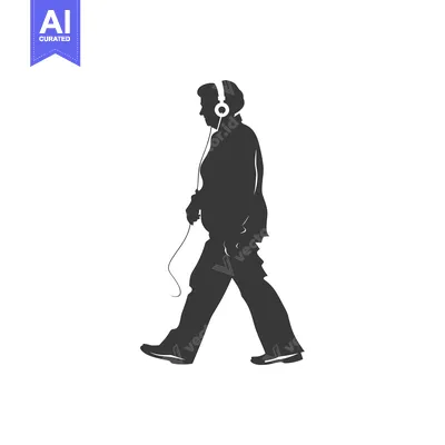 Aset premium populer: Silhouette of a Person Walking While Wearing Headphones