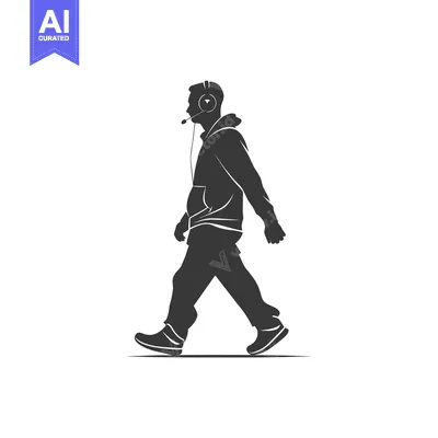 Popular premium asset: Silhouette of a Person Walking While Wearing Headphones
