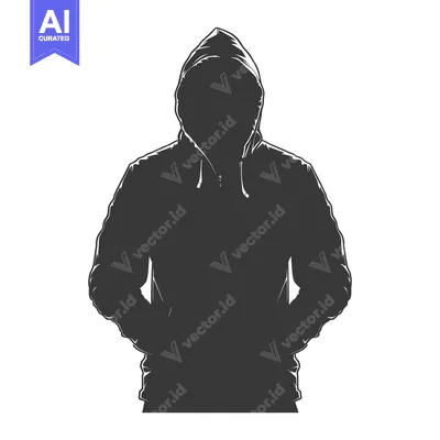 Aset desain premium: Silhouette of a Person Wearing a Hooded Sweatshirt