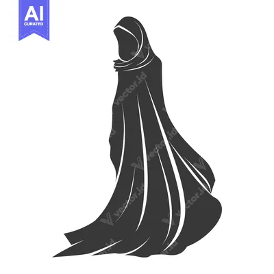 Silhouette of a Person Wearing a Long Cloak with a Hood