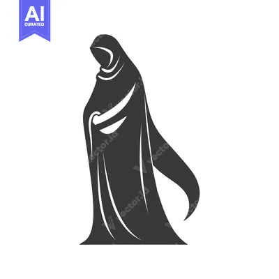 Aset desain premium: Silhouette of a Person Wearing a Long, Flowing Cloak