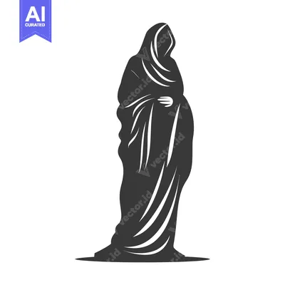 Aset premium populer: Silhouette of a Person Wearing a Long Hooded Robe