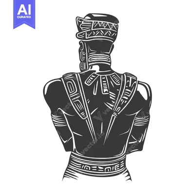 Silhouette of a Person Wearing an Ornate Headpiece and Traditional Clo