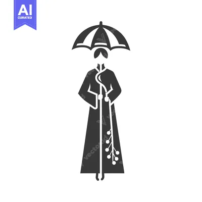 Aset premium populer: Silhouette of a Person Wearing a Traditional Chinese Robe and Holding